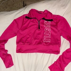 Fashion Nova Fuchsia Hustle Zip Crop Top